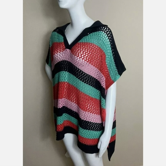 FREE PEOPLE BAYSIDE STRIPE PONCO OS - Picture 3 of 4